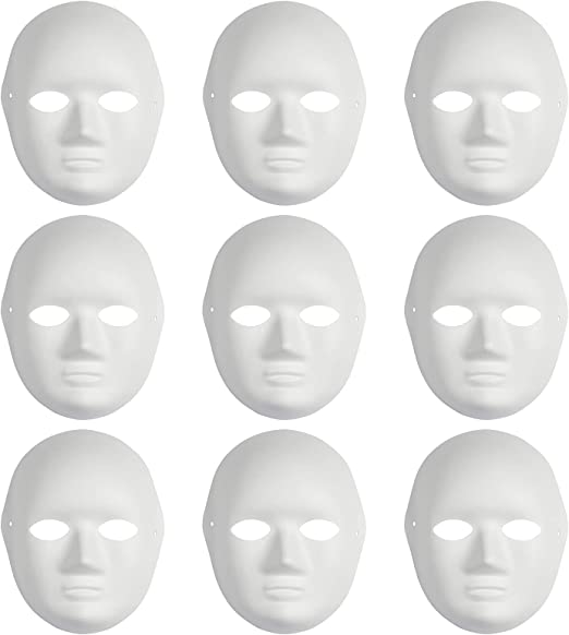 Yookat 9 Pieces DIY Full Face Masks Paper Art Masks White Craft Masks Paintable Paper Mask Mardi Gras Masquerade Masks