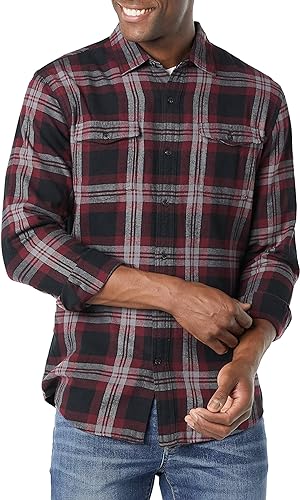 Amazon Essentials Men's Slim-Fit Long-Sleeve Solid Flannel Shirt