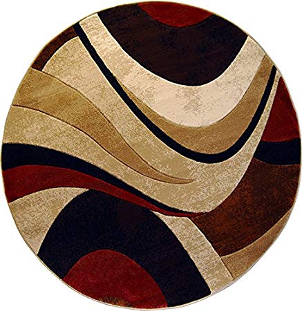 Home Dynamix Tribeca Slade Area Rug | Contemporary Living Room Rug | Bold Abstract Design | Warm-Inviting Feel | Brown, Red 5'2 Round