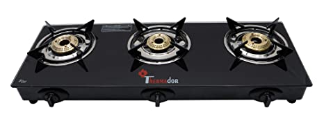 Thermador Toughened Glass Top 3 Burner Gas Stove LPG, Auto Ignition (Black)
