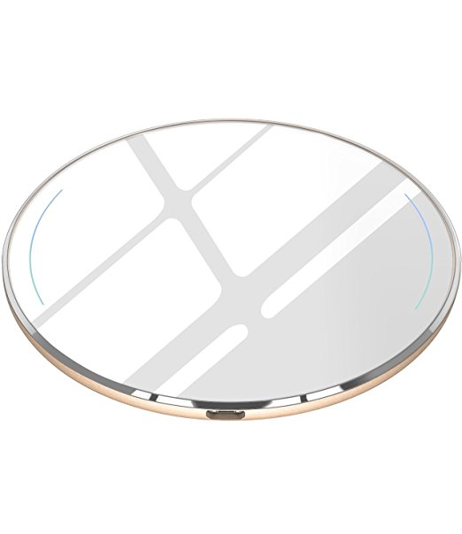 TOZO for iPhone X Wireless Charger, [Ultra Thin] Aviation Aluminum [Sleep-friendly] Wireless Fast Charging Pad for iPhone X / 10 / 8 / 8 Plus, Samsung Galaxy S8, S8 , Note 8 [White] - NO AC Adapter