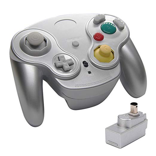 Veanic 2.4G Wireless Gamecube Controller Gamepad Gaming Joystick with Receiver for Nintendo Gamecube,Compatible with Wii (Silver)