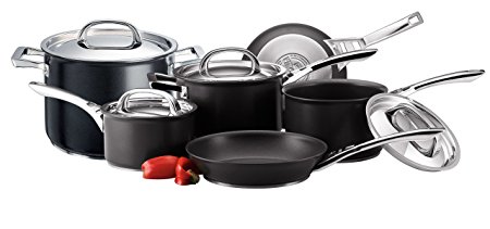 Circulon Infinite Hard Anodised Cookware Set with Stock Pot, 6-Piece - Black