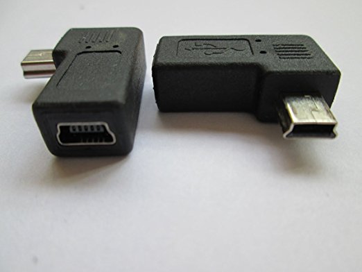 Pair 90degree B Left Right Angle Mini Usb Male to Mini Female Connector Adapter