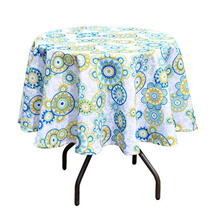 Eternal Beauty 60” Round Tablecloth Spill Proof Polyester Printed Tablecloths for Picnic Indoor Outdoor Table(Floral Circle)