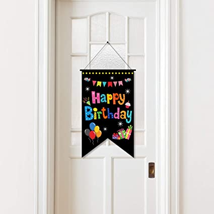 Colorful Happy Birthday Party Decorations Black Happy Birthday Door Sign Porch Sign Themed Birthday Baby Shower Party Decorations Party Supplies for Boys and Girls