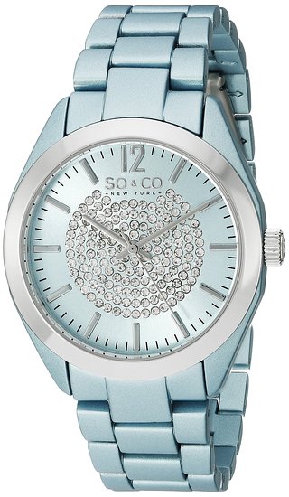 SOampCO New York Womens 5096A1 SoHo Quartz Crystal Dial Oversized Blue Link Bracelet Watch
