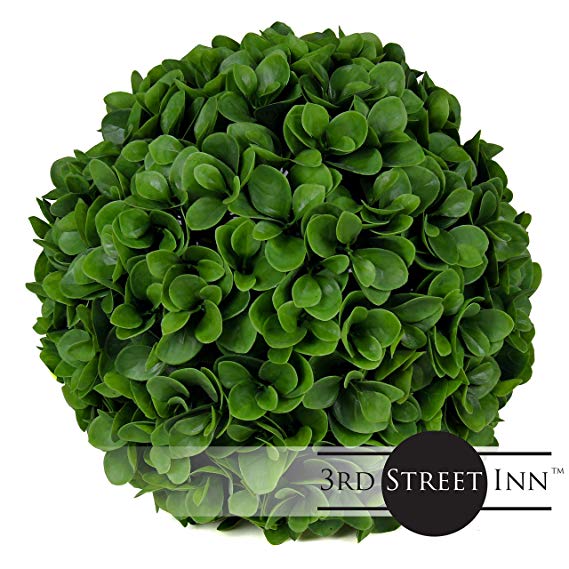 3rd Street Inn Jasper Topiary Ball - 11" Artificial Topiary Plant - Wedding Decor - Indoor/Outdoor Artificial Plant Ball - Topiary Tree Substitute (2, Jasper)