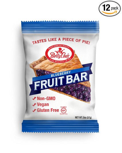 Betty Lou's - Gluten-Free Fruit Bar Snack - Blueberry, 12 Bars