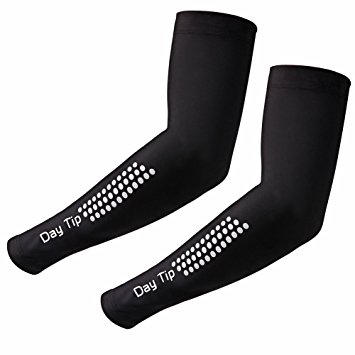 Compression Arm Sleeves, UV Protection Cooler, Sports Elbow Warmers Support for Cycling,Golf,Hiking,Baseball,Basketball 1 Pair (S, Black)