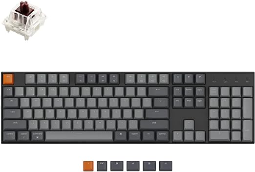 Keychron K10 Full Size Layout White LED Backlit Brown Switch Hot-Swappable Mechanical Keyboard for Mac Windows, Multitasking 104-Key Bluetooth Wireless/USB Wired Computer Keyboard with Gateron G Pro