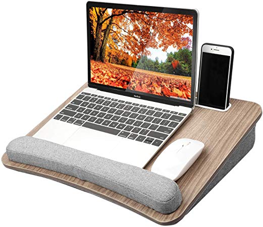 HUANUO Lap Laptop Desk - Portable Lap Desk with Pillow Cushion, Fits up to 15.6 inch Laptop, with Anti-Slip Strip & Storage Function for Home Office Students Use as Computer Laptop Stand, Book Tablet