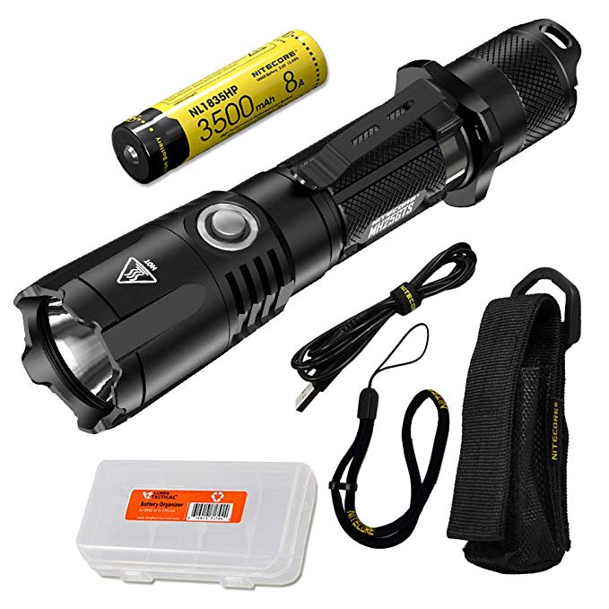 NITECORE MH25GTS 1800 Lumen USB Rechargeable Tactical Flashlight with Battery & LumenTac Battery Organizer