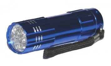 Keystone 9B 9-LED Compact Aluminum Flashlight with Batteries, Blue