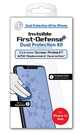 Qmadix - Invisible First Defense NanoGlass and Tempered Glass Screen Protection Plus Screen Protect  $250 Screen Replacement Guarantee [Compatible w. iPhone Xs MAX]