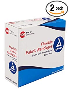 Dynarex Adhesive Fabric Bandage, 1 Inches X 3 Inches Sterile, 100 Count (Pack of 2)…