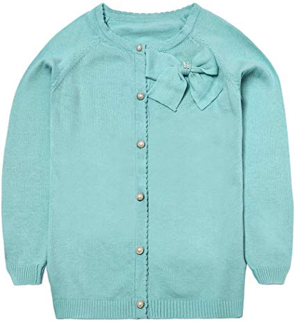 lymanchi Little Girls Crewneck Long Sleeve Cardigan Button Knit Sweater Uniform