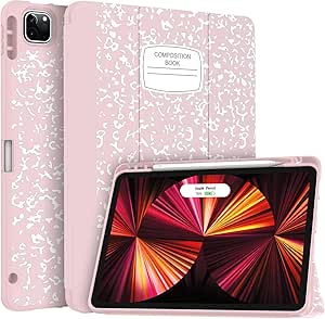 Soke New iPad Pro 11 Case (M2) 2022/2021/2020 with Pencil Holder - [Full Body Protection   Apple Pencil Charging   Auto Wake/Sleep], Soft TPU Back Cover for 2022 iPad Pro 11 inch(Book Pink)