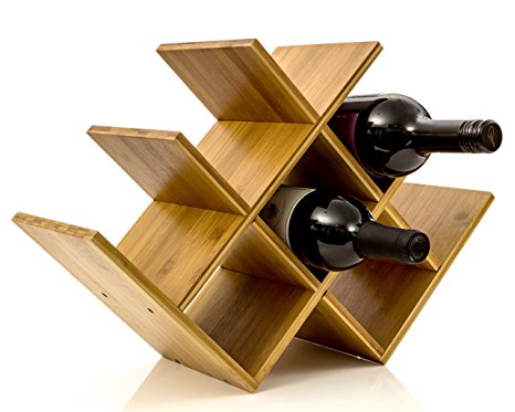 Wine Rack Wine Holder Wine Storage 8 Bottle Rack Horizontal Storage Compact Design Made of Organic Bamboo by Intriom Bamboo Collection