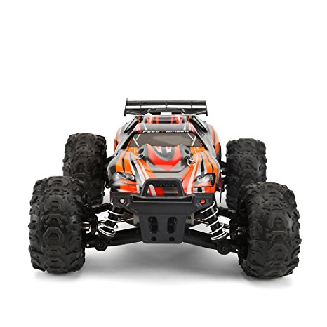 FunTech Rc Cars, RC Electric Racing Car, Remote Control Off Road Monster Truck, 1:18 Scale Off-Road 2.4-Ghz Radio RC 4WD High Speed 32 MPH(Orange)