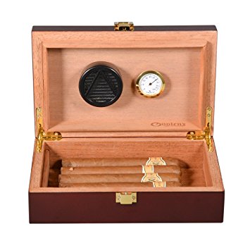 Volenx Cigar Humidor with Hygrometer and Humidifier, Front-mount Clasp Lock, Holds 10-15 Cigars