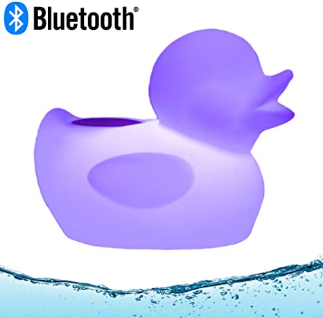 Acoustic Audio by Goldwood Rechargeable Bluetooth Floating Duck Pool Speaker IP66 Rated with Multi-Colored LED Light, White (DKBT1)