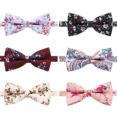 AUSKY 8 PACKS Elegant Adjustable Pre-tied bow ties for Men Boys in Different Colors