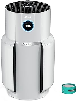 Shark HP302 NeverChange Air Purifier MAX, 5-Year Filter, Save $300+ in Filter Replacements, Whole Home, 1400 sq. ft., Odor Neutralizer Technology, Captures 99.98% of Particles, Dust, Smells, White