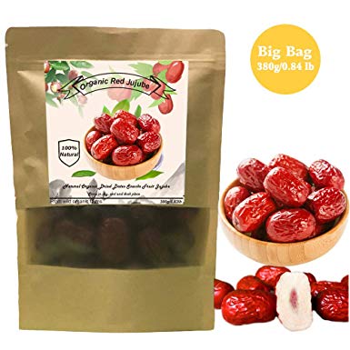Dried JUJUBE DATES, Dates,Organic CHINESE DATES ,Fresh and best quality guarantee, Hong Zao Jujube Chinese Superfoods Dried Dates (380g/0.84 lb)