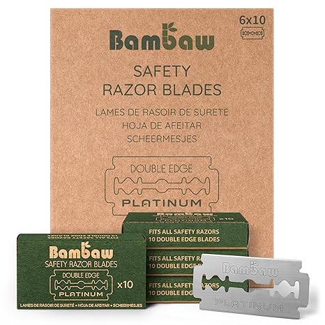 Bambaw – Double Edge Safety Razor Blades, Swedish Stainless Steel Razor Blades Refills – 60 Count