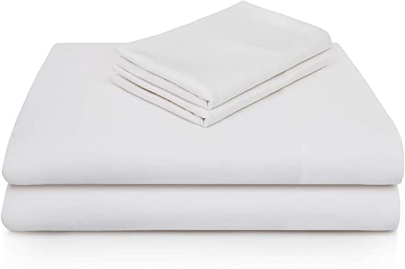 MALOUF 100% Rayon from Bamboo Sheet Set, Queen, White