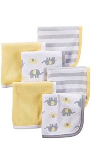 Carters Unisex Baby Washcloth Yellow and Grey Boy/Girl