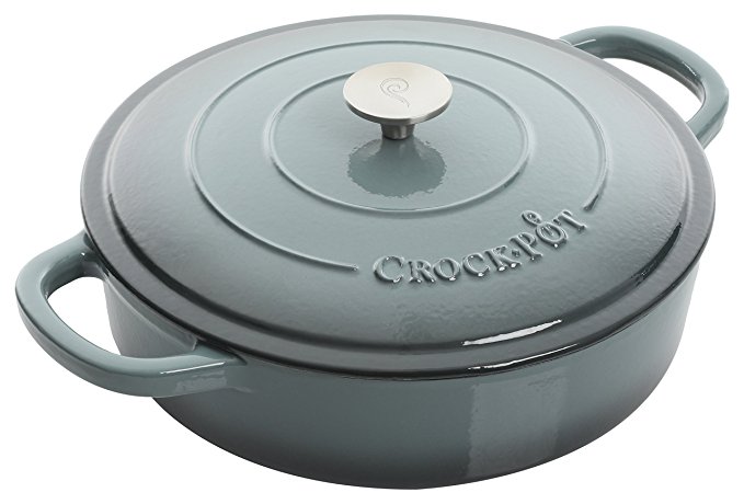 Crock Pot 112001.02 Artisan 5 Quart Enameled Cast Iron Braiser Pan, Slate Grey