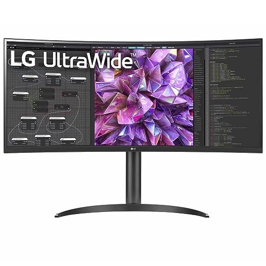 LG 21:9 Curved UltraWide ¢ QHD IPS Monitor 86.42 cm (34 Inch), QHD 3440 x 1440, HDR 10, sRGB 99% (Typ.),DP, HDMI, USB Type-C ¢, LAN (RJ45) Port, Speaker, Headphone Out, Height Adjust Stand, 34WQ75C