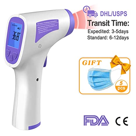 Infrared Thermometer, Digital Infrared Forehead Thermometer for Bady and Adult,Non-Contact Digital Thermometer with Fever Alert Function and Digital LCD（Blue）