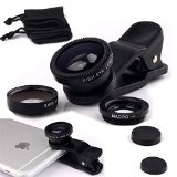 Yarrashop Universal 3 in 1 Mobile Phone Camera Lens Kit 180 Degree Fish Eye Lens  2 in 1 Micro Lens  Super Wide Angle Lens for iPhone 6s  6s Plus iPhone 6  6 Plus iphone 5 5S 5C 4S 4 iPad mini iPad 4 3 2 Samsung Galaxy S4 S3 S2 Note 4 3 2 1 Sony HTC Blackberry Smart phones Black