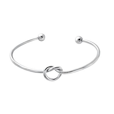 SENFAI Love Knot Bangle Bracelet Simple Knot Bangle Cuffs for Women Stretch Bracelet Gold and Silver Knot Bangles