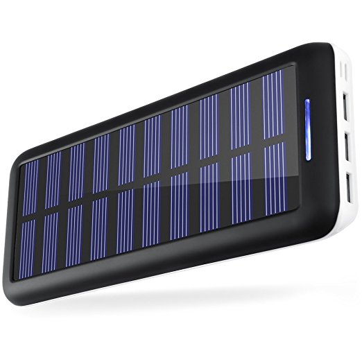 Portable Chargers KEDRON 22000 Solar Charger 22000mAh External Battery Pack 2 Port Input & 3 Usb Output Power Banks or iPhone, iPad and Samsung Galaxy and More