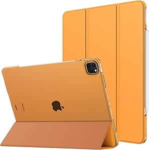 MoKo for iPad Air 13 Inch Case 2024/ iPad Pro 12.9 Case (6th/5th Gen 2022/2021), Slim Smart Shell Translucent Frosted Hard PC Back Cover, Support Touch ID & Pencil Pro/2nd/USB-C, Papaya