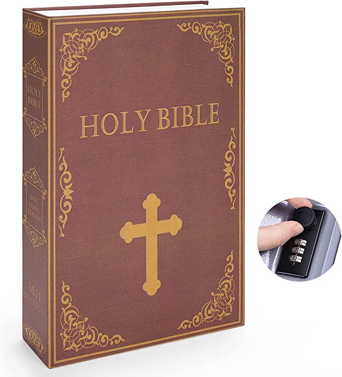 Book Safe Combination Lock Bible: Ohuhu Secret Compartment Safe Multi-Use Portable Store Money for Home Safes Jewelry Documents or Valuables Perfect Gifts