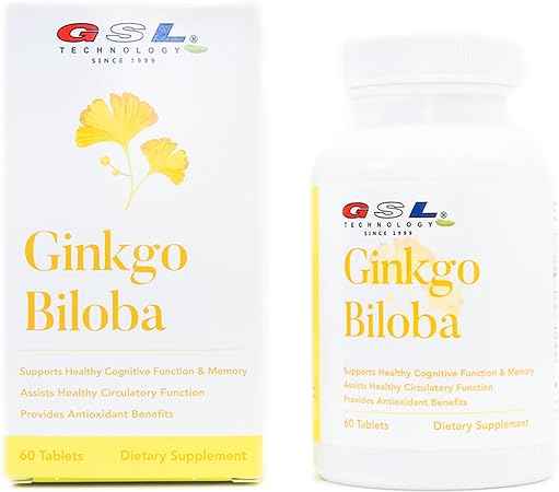 GSL Technology Ginkgo Biloba | 60MG of Ginkgo Biloba 50:1 Extract (Equivalent to 3000MG Per Tablet) | Made in USA (60 Tablets)
