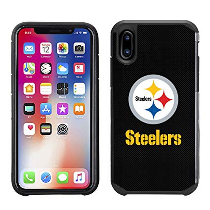 Prime Brands Group Cell Phone Case for Apple iPhone X - NFL Licensed Pittsburgh Steelers Textured Solid Color