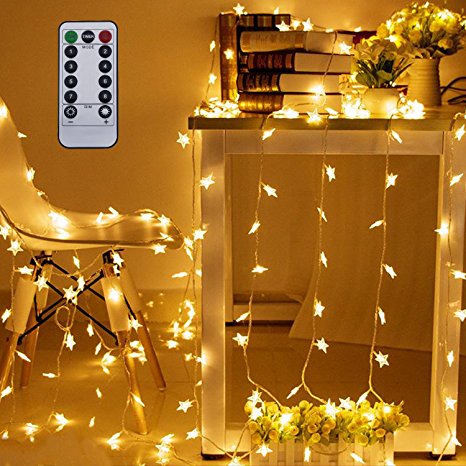 Samyoung Star Lights, 17Ft 50 LED USB Decoration Fairy with Remote Control Lights Festoon Party Lighting Warm White for Patio, Christmas, Bedroom, Garden, Gate, Yard, Parties Wedding (Warm Lights)