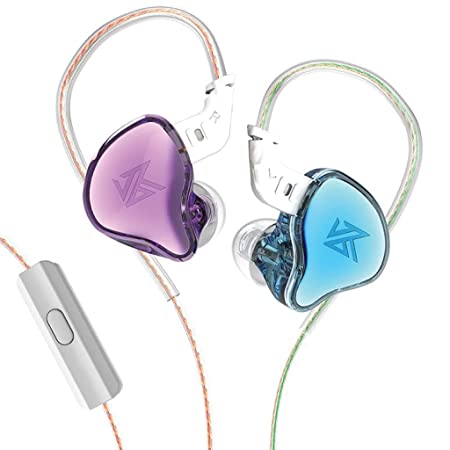 KZ EDC IEM Earphone, 10mm Dynamic Driver Exquisite Craftmanship Stage Monitor Level Noise Isolation Earbuds with Oxygen Free Copper Cable (with Mic, Blue & Purple)