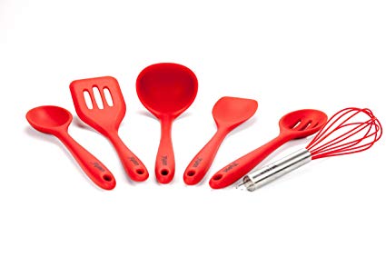 Useful. UH-SU194 Premium Kitchen Utensil Set. Quality Silicone Cooking Set of 6. Hygienic, Durable, Non-stick, and High Temp Cooking Utensils (Red)