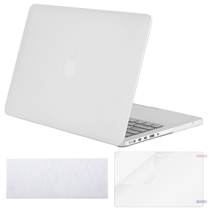 Mosiso Plastic Hard Case with Keyboard Cover with Screen Protector Only for [Previous Generation] MacBook Pro Retina 15 Inch (Model: A1398) No CD-ROM, Frost