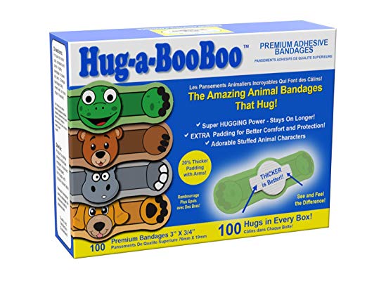 Hug-a-Booboo The Amazing Animal Hugging Kid Bandages 100 Count Box