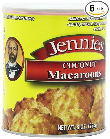Jennie's Coconut Macaroons, Peanut and Gluten Free, 8-Ounce Canisters (Pack of 6)
