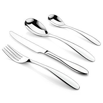 Jastoo 16-Piece Flatware Set, 18/10 Stainless Steel, Mirror Polished Luxury Design, Restaurant & Hotel Quality, Cutlery Service for 4