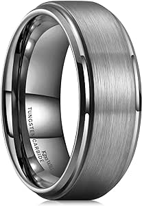 King Will Duo 8mm/10mm Mens Brushed Tungsten Carbide Wedding Band Ring Polish Finished Comfort Fit Black/Silver/Blue/Gold/Rose Gold